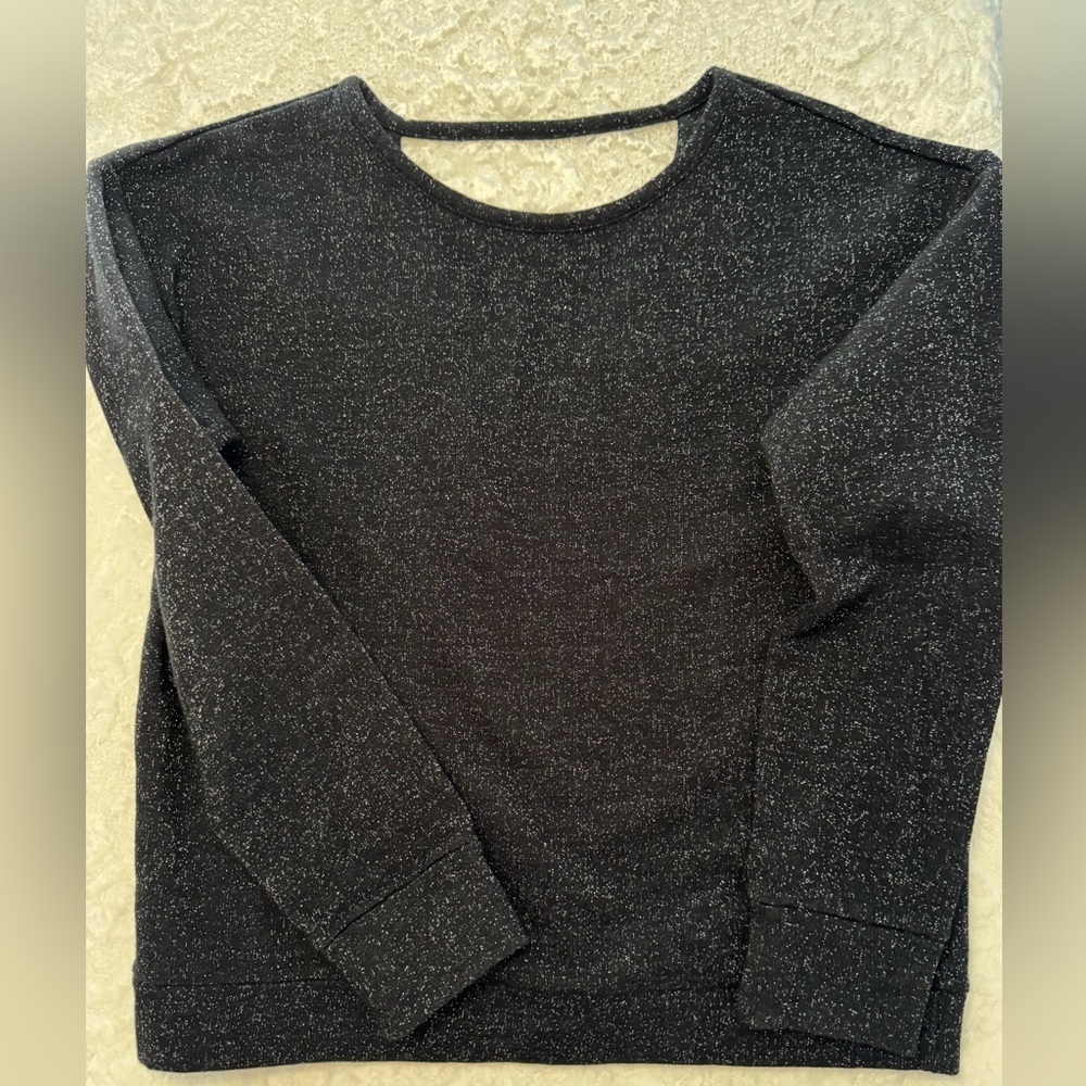 Lord & Taylor Black and Silver Speckled Sweater